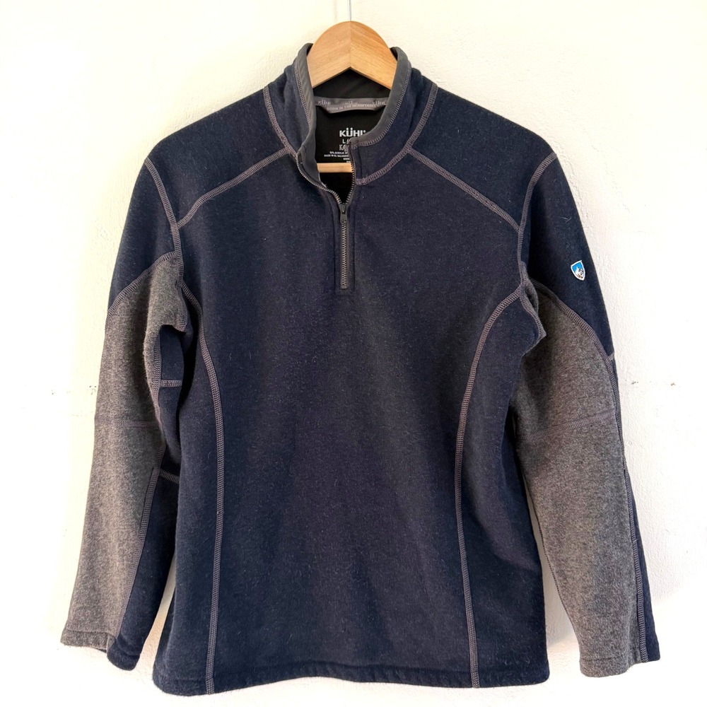 Kuhl‎ Kashmira Quarter Zip Pullover Fleece Jacket Blue Gray Kids L (14-16)